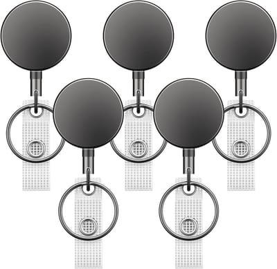 5 Stuks Zware Badge Reel met Retractable ID Clip, Duurzame Badgehouders, Metalen ID Kaarthouder met Ceintuurlus en Sleutelhanger voor Naam en Kaart Keychain