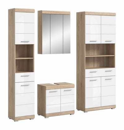Lambada badkamercombinatie wit hoogglans MDF TZ wit NB - 34x186x191cm