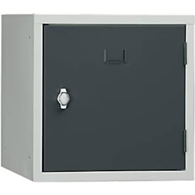 Stalen kubuskast, afsluitbaar, 380 mm, corpus grijs en deur antraciet RAL 7016