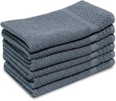 PHLOX Soft Popcorn Gastendoekjes 30x50 cm - Set van 6 - 100% Katoen 500 g/m2 - Ijsblauw