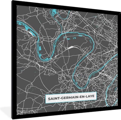 Fotolijst incl. Poster - Saint-Germain-en-Laye - Frankrijk - Kaart - Stadkaart - Plattegrond - 40x40 cm - Posterlijst - Stadskaart