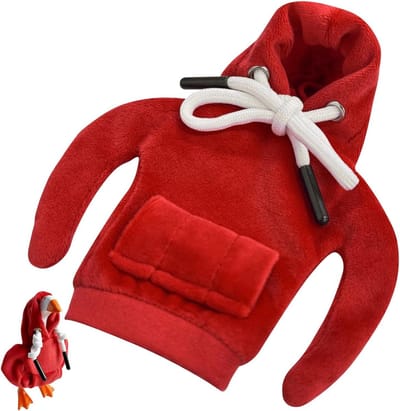 Bureau decoratie met 7 inch Goose Gear rode hoodie - Kantooraccessoires voor tafeldecoratie - Schattige kledinghouder met persoonlijkheidsstijl