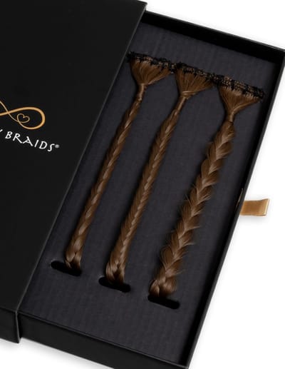 Infinity Braids - Braidies - Set van 3 Clip-in Vlechtjes - Lizzy, Jolie & Viènne Stijl - Haarklem - Haarclip - Haarclip Dames - Haarklemmen - Infinity Braidies Mini Cayenne Spice
