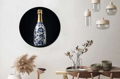 WallCircle - Wandcirkel - Muurcirkel - Champagne - Bloemen - Goud - Chique - Aluminium - Dibond - 90x90 cm - Binnen en Buiten