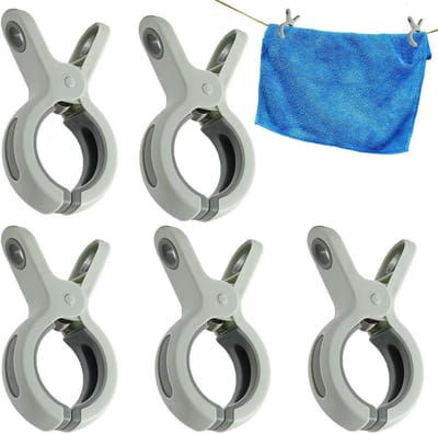 Handdoekhouder Clips - Strandstoel Clips - Handdoeken Vastzetten - Dubbel Laags Ontwerp - 5 Stuks - Wit Roze Groen