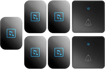 Draadloze Deurbel Set - Plug-in Bel - Bezoekers Ontvangen - 300M Bereik - 3 Zenders 3 Ontvangers - Zwart