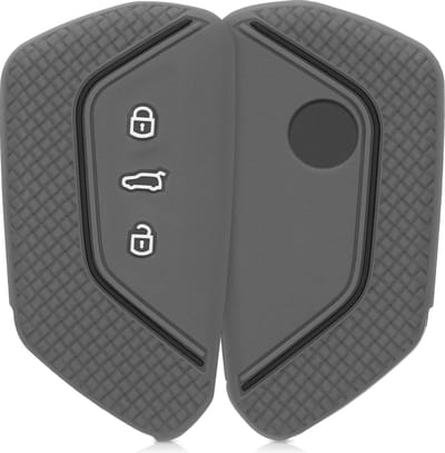 kwmobile autosleutel hoesje geschikt voor VW Golf 8 3-knops autosleutel hoes - Siliconen autosleutel behuizing - Auto sleutel case met honingraat - Sleuteletui in grijs / zwart