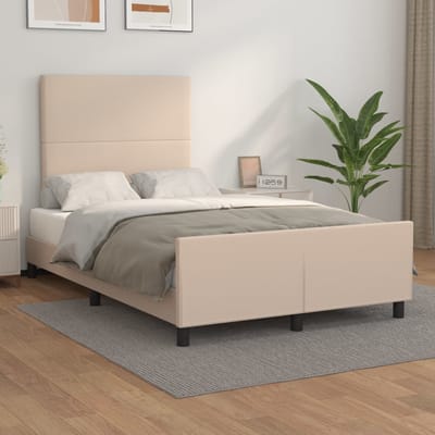 vidaXL - Bedframe - met - hoofdbord - kunstleer - cappuccinokleurig - 120x200 - cm