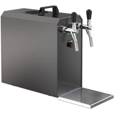Complete onderbouwset - dispensersysteem STREAM 50K met luchtpomp, bierkoffer, doorstroomkoeler 2-lijns droog koeler, tot 55 liter/u - BLACK EDITION, Type D, Type G
