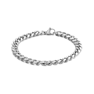 Frank 1967 7FB-0501 Heren Armband - Gourmette Schakel - 7 mm - Geborsteld - 23 cm - Zilverkleurig