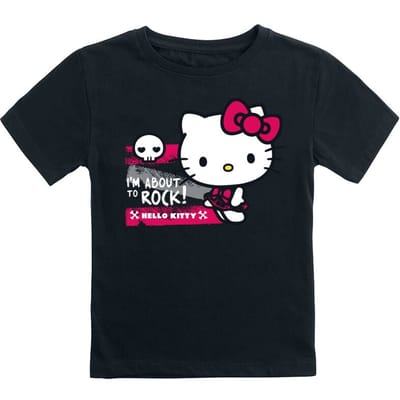 Hello Kitty - Anime T-shirt - I`m about to rock - 164 - voor Kinderen - zwart