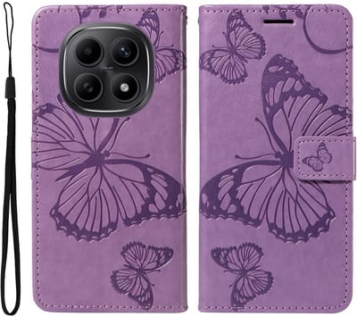 Coverup Hoesje - Geschikt voor Xiaomi Redmi Note 15 5G / Poco M8 Hoesje - Coverup Vlinders Book Case - Lila
