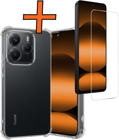 Hoes - Met Screenprotector - Geschikt voor Xiaomi Redmi Note 14 5G - Sterk & Shockproof - Siliconen Case - Back Cover - Telefoon Hoes - Shock Proof - Transparant