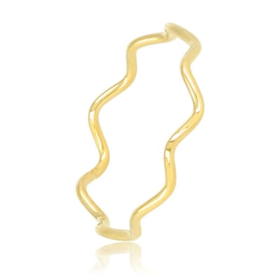 My Bendel - Goudkleurige Wave Aanschuifring - Goudkleurige Wave Aanschuifring - Golf Design - 14K Plating - met Luxe Cadeauverpakking | Sieraden Voor Dames | Maat 17.00 Mm / Maat 53