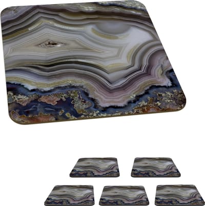 Onderzetters voor glazen - Close-up van een lagune agaat - 10x10 cm - Glasonderzetters - 6 stuks