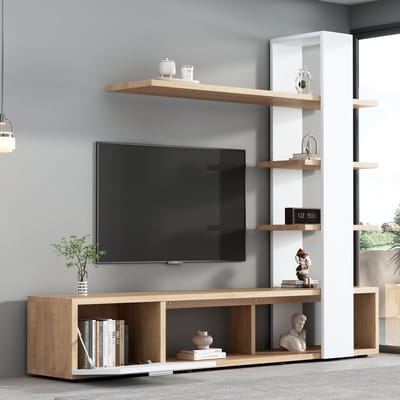 Huiskamer kledingkast - woonkamer meubelset 180 x 33.5 x 151.5 cm - witte TV-meubel - lage kast - tv-wandset