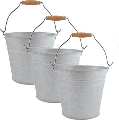 3x stuks zinken emmers/bloempotten/plantenpotten 5 liter - Tuindecoratie - Bloememmer/bloembak/plantenbak - Decoratie emmer