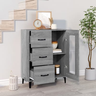 vidaXL - Dressoir - 69,5x34x90 - cm - bewerkt - hout - grijs - sonoma - eikenkleurig