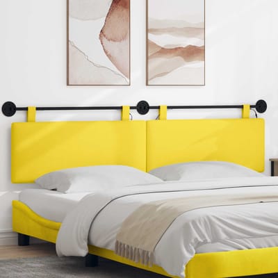 vidaXL - Hangend - hoofdbord - Licht - Geel - Corduroy - stof