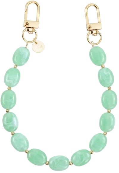 xoxo Wildhearts telefoonkoord - Ocean Mint - Kort Koord - Geschikt voor iPhone - Geschikt voor Samsung - Universeel - Phone cord - Telefoonketting - Koord voor telefoon - Telefoon hanger ketting - Parelketting - Mint Groen