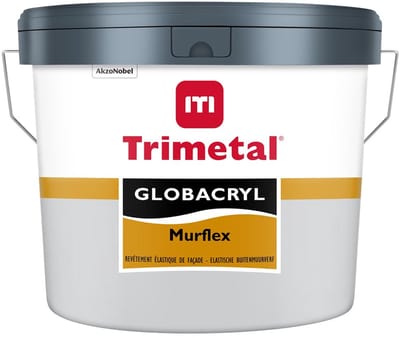 Trimetal Globacryl Murflex - Watergedragen elastische waterdichte buitenmuur verf - Kleur RAL 9010 Pure White ( gebrokenwit ) - 10 L