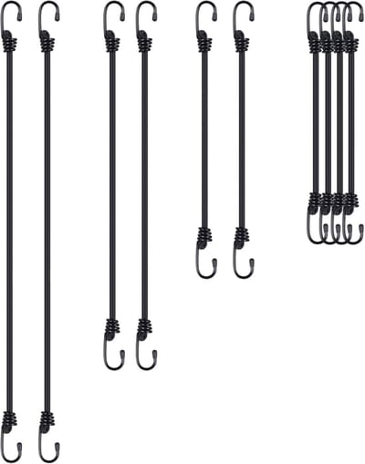 Set van 10 Sterke Tension Rubber Straps met Haken voor Bagage, Fietsen, Motoren en Meer - 4 Lengtes, Ideaal voor Verpakking en Bevestigen