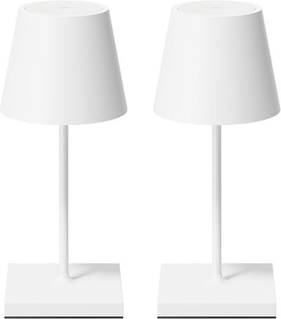 2 Stuks - Oplaadbare Tafellamp - Dimbaar - Aluminium - Bureaulamp - IP54 - 26CM - Wit