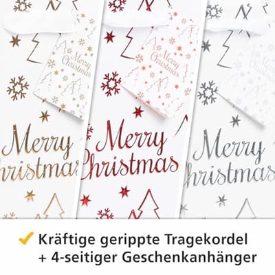 XXL Hooglans Kerst Giftverpakkingen Set van 24 - Rood, Zilver, Goud, Gerecycled Papier