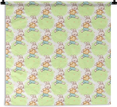 Wandkleed - Wanddoek - Konijn - Patronen - Kinderen - Cartoon - 180x180 cm - Wandtapijt