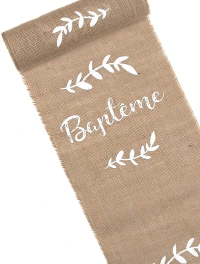 ARTYFETES - Tafelloper van jute voor doop en bladeren 5 m