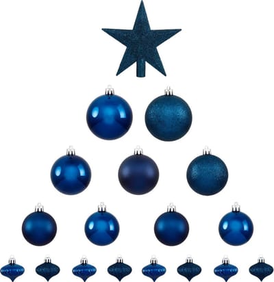 Atmosphera Kerstballen met piek - 17st - kunststof - blauw - 6-7-8cm