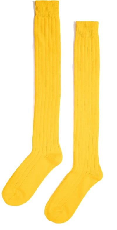 KIMU® Sokken Geel Gebreid - Maat 39 40 41 42 43 44 45 46 - Dames Heren Unisex - Gele Lange Kniekousen Voetbalsokken Sportsokken Kniesokken Gebreide Kousen Cheerleader Festival
