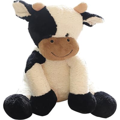 Kawaii Zittende Melkkoe Jaar Pluche Speelgoed Levensgetrouwe Gevulde Dier Pop Schattig Kalmerend Vee Voor Kinderen Kerstcadeau 25cm