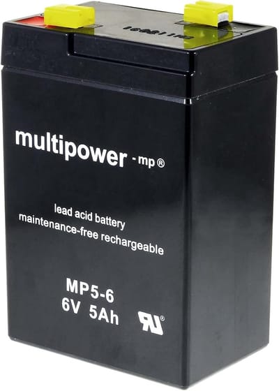 Vervang Accu - Oplaadbare Batterij - Noodstroom Systemen - Onderhoudsvrij Loodzuur - 6V 5Ah - Zwart