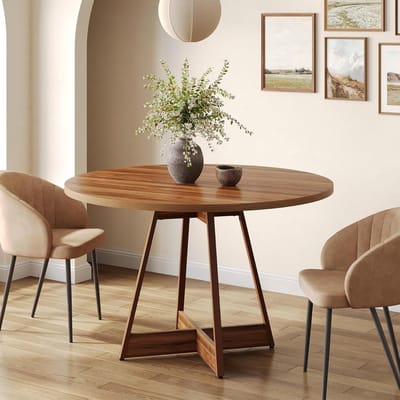Eettafel Rond 100 cm 2-4 Personen Kleine Keukentafel Bistrotafel Bruin Landelijke Stijl - Vermissen