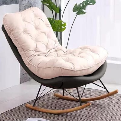 Schommelstoel Binnen - Moderne Bankstoel - Ontspannen Zitten - Zacht Comfortabel Kussen - One Size - Donkergrijs Offwhite