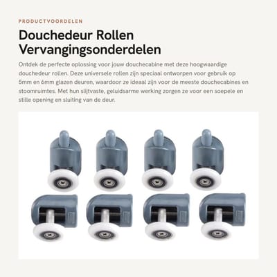 Dailygoods- Douchedeurwielen Universeel - Douchedeur Rollen - Glazen Deur Roller - Vervangingsonderdelen - Antislip - Laag Geluid - 4 Boven/4 Onder Rollen - Douchedeurrollen