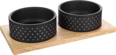 Flamingo Nervo Duo Dinner - Eet- En Drinkpot Honden - Eetpot Duo Dinner Nervo Zwart Dia 15,5cm 2x840ml - 1st - 139118 - 1st
