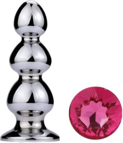 Nooitmeersaai - Metalen buttplug 50 - 170 mm rose kristal