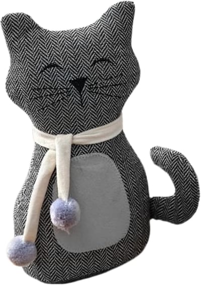 Deurstopper Kattenvorm - Decoratieve Stopper - Deuren Open Houden - Verzwaarde Stofkern - 28.5 cm Lengte - Grijs