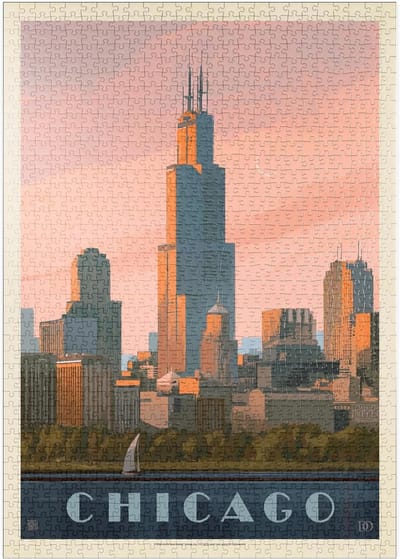 Legpuzzel 1000 Stukjes - Stadsgezicht Puzzel - Ontspanning Thuis - Vintage Poster Stijl - 68 x 48 cm - Meerdere Kleuren