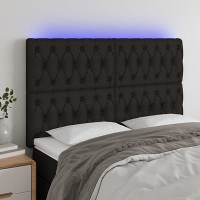 vidaXL - Hoofdbord - LED - 160x7x118/128 - cm - stof - zwart