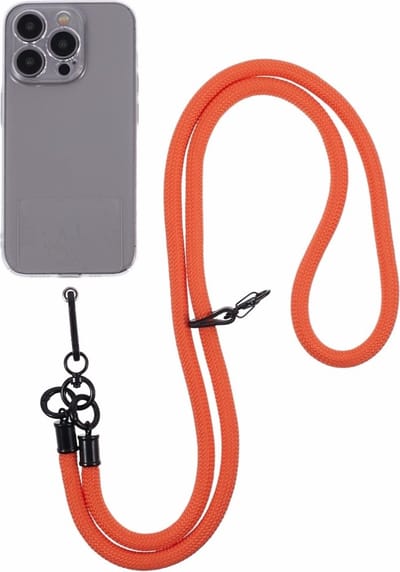 Coverup Crossbody Telefoonkoord 120cm met Sleutelhanger - 8mm Nylon Koord - Oranje
