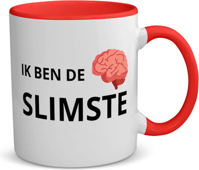 Akyol - ik ben de slimste koffiemok - theemok - rood - Quotes - slimme mensen - de slimste - verjaardagscadeau - verjaardag - cadeau - kado - geschenk - gift - 350 ML inhoud