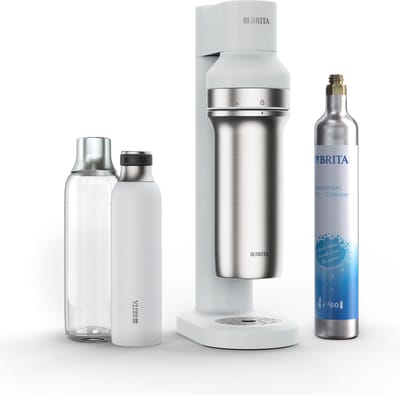 BRITA - SodaTRIO - Bruiswatertoestel - Soda - Wit - incl. 1 BRITA flesvoet, 1 BRITA CO2 cilinder, 1 glazen fles, 1 kleine rvs fles