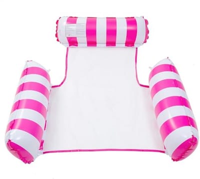4-in-1 opblaasbare hangmat voor zwembad en zee - 100 kg draagkracht met handpomp (120 x 110 cm, roze)