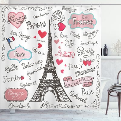 ABAKUHAUS Eiffeltoren Douchegordijn – Parijse Grafiek, 175×220 cm