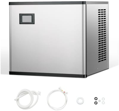 Commerciële ijsmachinekop - Kopunit (alleen kop) - Capaciteit 136 kg/dag - Roestvrij staal & PE-kunststof - Slim bedieningspaneel - Reiniging met één knop - Zilver