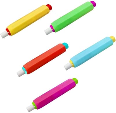 TOVBMUP 5 stuks krijtdozen - plastic krijtdozen - krijthouders - verstelbaar - gekleurd - geschikt voor scholen, kantoren en woningen