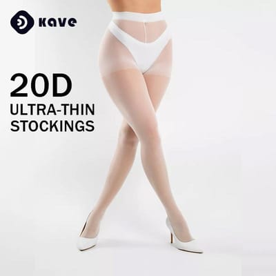 Kave Dames Doorzichtige Panty - 20D Hoge Taille Corrigerende Bovenkant Panty met Verstevigde Tenen Dames Sexy Elastisch Grote Maten Kous XL 70-80kg beige